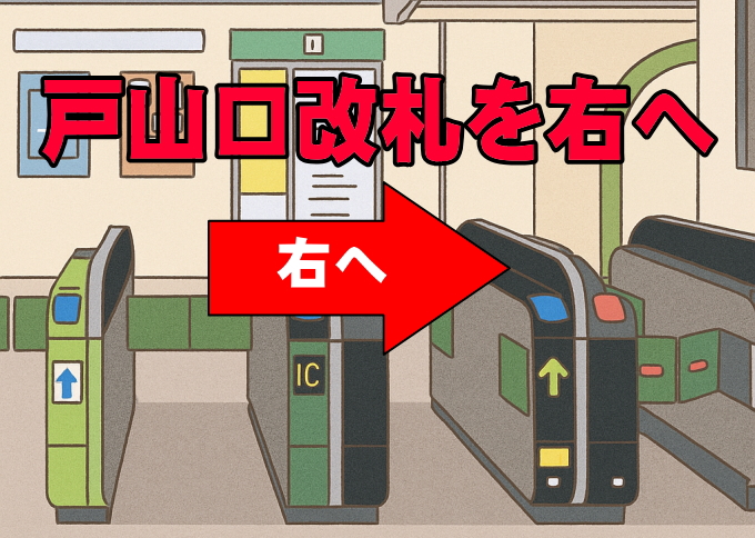 JR高田馬場駅 戸山口改札を右へ